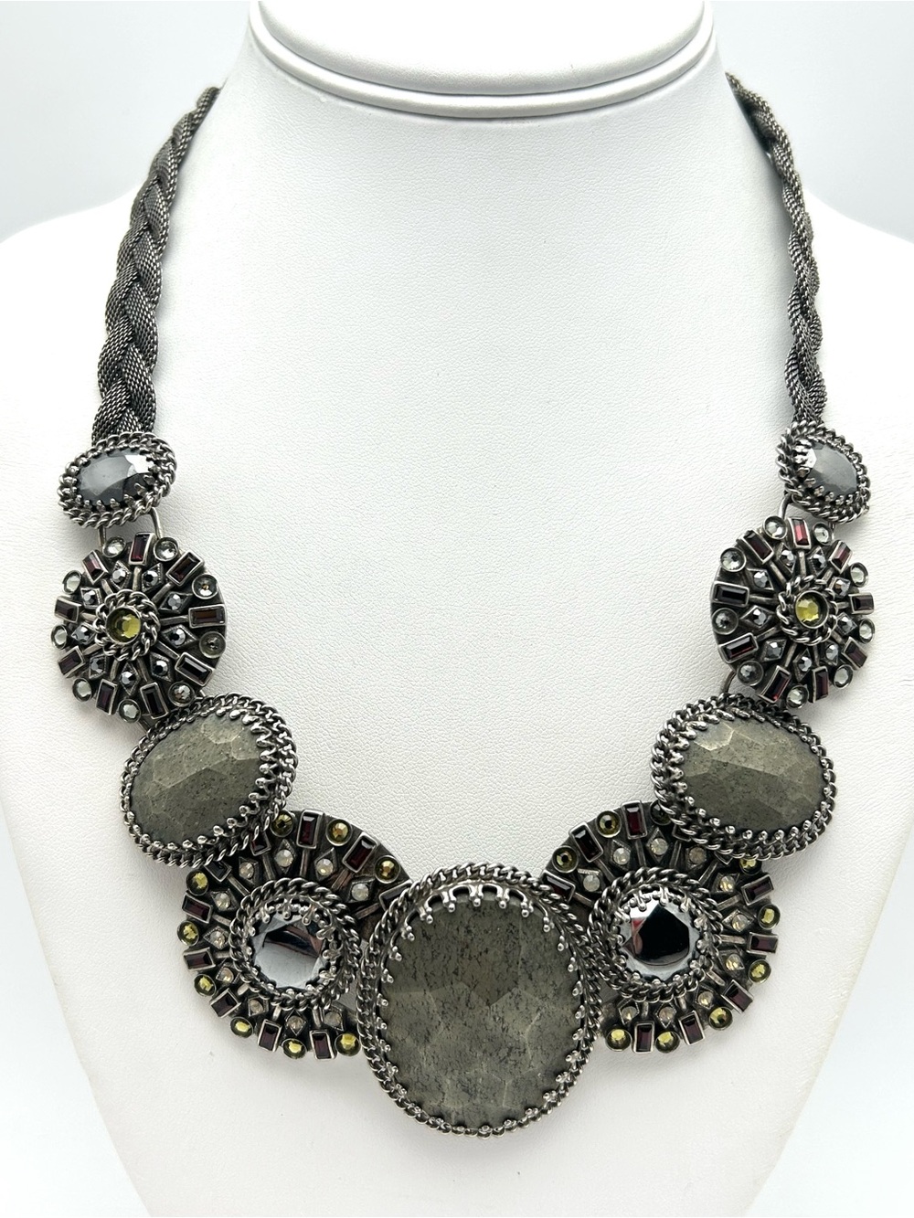 Sorrelli Crystal Medallions Silver Braided Necklace